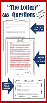 Which detail from the text best supports the answer to part a? The Lottery Questions Lottery Literary Terms Secondary Classroom