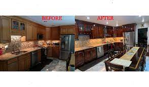 Brown painted kitchen cabinets before and after. Kitchen Cabinet Painting Before And After Kitchen Cabinet Refinishing Before And After Spray Painting Kitchen Cabinets Before And After Http Kitchencabinet Painter Com Gallery Before After
