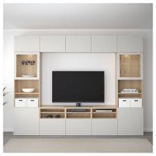 besta tv komb mit vitrinenturen eicheneff wlas lappviken klarglas h grau 300x40x230 cm in den warenkorb ikea osterreich tv schranke wohnzimmer tv ikea