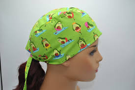 Yoga Avocados Surgical Scrub Cap for Nurse,doctor, Chef, Veterinarian, and  More, Sizes Medium and Large, Soft 100% Cotton Fabric