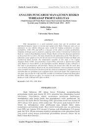 Belanja sekarang juga hanya di bukalapak. Pdf Analisis Pengaruh Manajemen Risiko Terhadap Profitabilitas Studi Komparatif Pada Bank Umum Konvensional Dan Bank Umum Syariah Yang Terdaftar Di Ojk Periode 2012 2015