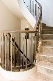 Helix Staircase Balustrades In Almond Gold Pvd Stainless Steel Yes Stainless Steel Not Brass By Jo Staircase Railing Design Modern Staircase Railing Design