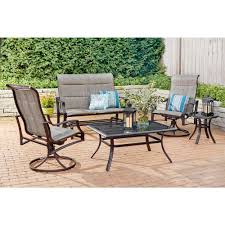 Hampton Bay Statesville Pewter 5 Piece Aluminum And Steel Outdoor Patio Padded Sling Outdoor Deep Seating Set Fcm70366cs St Luxury Home Furniture Affordable Modern Furniture Outdoor Furniture Sets