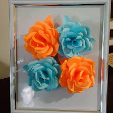 light blue and orange rose flowers paper flowers paper flowers wedding flowers