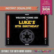 Star Wars Welcome Sign On Letter And Tabloid Sizes Star Wars Party Instant Download Edit And Print At Home With Adobe Reader