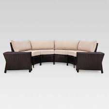 Harrison 6pc Wicker Patio Sectional Seating Set Tan Threshold Wicker Patio Sectional Outdoor Wicker Furniture Outdoor Furniture Sets