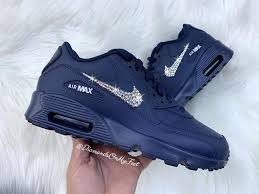 Swarovski Women S Nike Air Max 90 Midnight Navy Blue Etsy In 2020 Nike Air Max Navy Blue Sneakers Nike Air Max For Women