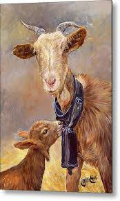 Mother Love Metal Print By Margaret Merry In 2020 Goat Art Goat Paintings Animal Paintings