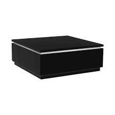 Width 120cm, height 42cm, depth 70cm. Logan High Gloss Black Coffee Table With Storage Lights Fads
