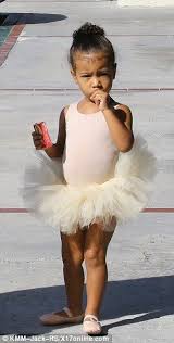 Kim Kardashian Takes Her Little Ballerina North To Dance Class Ballerina Outfit North West Baby Kardashian Kids