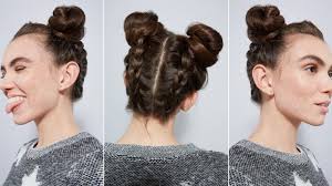 Learn how to create an amazingly intricate braid bun style with waterfall and french braids for medium long hair. Double Braided Bun Tutorial Learn How To Master Braided Space Buns Now