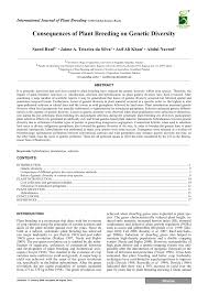 Genetic bases of plant breeding : Pdf Consequences Of Plant Breeding On Genetic Diversity
