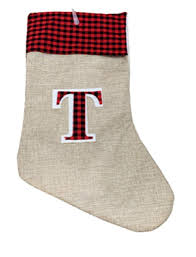 Amazon Com Red Plaid Faux Burlap Christmas Stocking Letter T Monogrammed Initi Burlap Christmas Stockings Christmas Stockings Graduation Party Picture Display