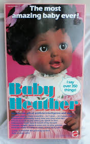 MIB Mattel 1987 BABY HEATHER Black AA Doll, Box still sealed