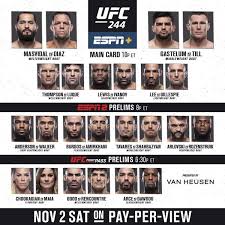 We also get a title fight in perhaps the most stacked division in ufc: Pbp Ufc 244 Masvidal Vs Diaz Prelims Pbp Discussion 6 30pm Et 3 30pm Pt Sherdog Forums Ufc Mma Boxing Discussion