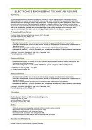 The electrical engineering cv sample gives a precise idea of what exactly the cv would look like for the electrical engineers. Sample Electronics Engineering Technician Resume Electronic Technician Resume Sample Resume Templates