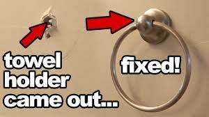 Then reinstall the post and the bar. How To Fix A Hand Towel Holder That Came Out Off The Wall Youtube