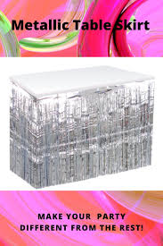 Silver Metallic Table Skirt Table Fringe Metallic Foil Etsy In 2020 Table Skirt Metal Table Foil Curtain
