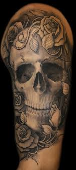 Skull and roses