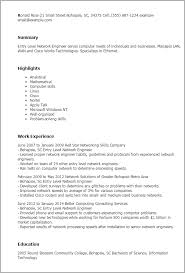 Network engineer cover letter sample. Entry Level Network Engineer Templates Myperfectresume