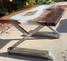 Walnut Table With A Pearl White River Wood Resin Table Resin And Wood Diy Wood Slab Table