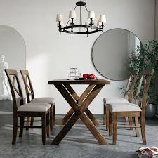 Very fabulous decoration through target kitchen table. 5pcs Dining Table Set With Upholstered 4 X Back Chairs Brown Beige Overstock 34053757