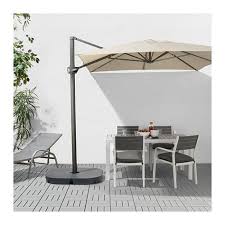 Seglaro Svarto Hanging Umbrella With Base Tilting Beige Dark Gray Ikea Offset Patio Umbrella Patio Umbrella Patio Decor