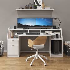 Pc schreibtische können sie wegen ihrem pc tisch design in jedes wohnambiente integrieren, die optik lässt dabei keine wünsche offen. Vicco Schreibtisch Computertisch Burotisch Home Joel Weiss Arbeitstisch Pc Tisch Online Kaufen Otto