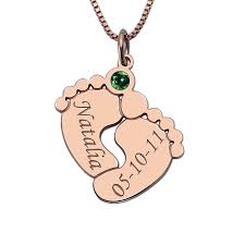 Ailin Baby Feet Necklace With Birthstone Rose Gold Color Baby Name Necklace For New Mom Birthstone Mother S Jewelry Necklace With Necklace With Namebaby Feet Necklace Aliexpress