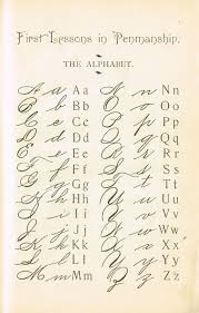 Antique Alphabet School Book Page Sign Typography Alphabet School Primer Cursive Alphabet