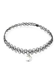 A Tattoo Choker With A High Polish Crescent Moon Pendant Jewelry Tattoo Necklace Tattoo Forever 21 Jewelry