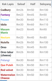 Sila juga nyatakan reference no sebagai bukti pembayaran di ruangan tempahan anda di online form tersebut. Senarai Harga Kek Lapis Kek Lapis Sarawak Sri Miri Facebook