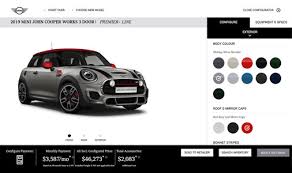 build price car configurator tool mini canada