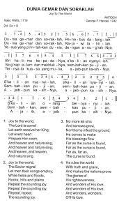 Dunia Gemar Dan Soraklah Joy To The World Partitur Not Angka Joy To The World World Joy