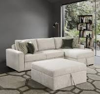 Lazzara Deleon 110.5 in. Straight Arm 3-Piece Microfiber Sectional Sofa  with Reversible Chaise, Pull-out Bed and Ottoman in Sand 8548_4VC2ACLAOT