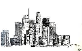 Los Angeles Skyline Sumi E Pen Brush Skyline Art Los Angeles Skyline Skyline