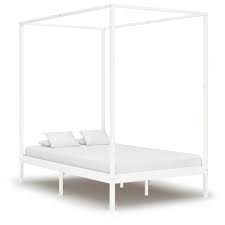 You may found one other full canopy bed frame white higher design ideas. Canopy Bed Frame White Solid Pine Wood 140x200 Cm