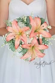 Tiger lily weddings, charleston, sc. Peach Tiger Lily Wedding Flower Brides Bouquet With Lilies Orchids Lambs Ear Seeded Eucalyp Lily Bouquet Wedding Lilly Bouquet Wedding Peach Wedding Flowers