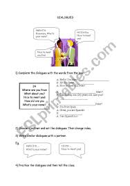 Maybe you would like to learn more about one of these? Dialogues Introducing Yourself Esl Worksheet By Miss Gaby