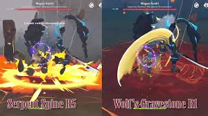 Test Wp 4* Serpent Spine Vs 5* Wolf'S Gravestone Genshin Impact [ Bouken Da  Bouken ] - Youtube