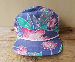Vintage Floral Hawaiian Blank Snapback Hat Baseball Rope Lined Cap Minimal Plain Surfing Fresh Prince Lilac San Sun Ballcap Snapback Hats Hats Vintage Floral