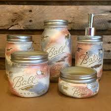 Buy wholesale at competitive rates! Amazon Com Ivory Silver And Rose Gold Mason Jar Bath Vanity Decor 5 Piece Mason Jar Bath Accessories Handmade