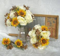 Sunflower wedding bouquets to inspire you. Sunflower Bridal Bouquet Sunflower Roses Wedding Bouquet Silk Etsy Bridal Sunflowers Sunflower Bridal Bouquet Bridal Bouquet