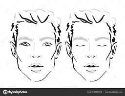 Man Face Chart Makeup Artist Blank Template Vector