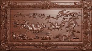 Mural Horses Wood Carving File Stl Obj And Ztl For Cnc 3d Print Model Print Models Print Horses