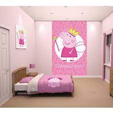 Fill their room with friends with the peppa pig bedroom furniture range by hellohome. Walltastic Peppa Pig Princess Wall Mural Create An Instant Feature Wall In Your Room With This Prett Peppa Pig Wallpaper Kids Room Murals Kids Room Wallpaper