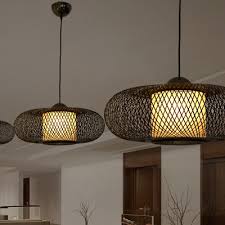 Ay illuminate's design team—ay lin heinen and nelson sepulveda—work with artisans to dream up these soulful creations. 1 Head Oval Pendant Lamp Chinese Style Hand Knitted Bamboo Hanging Ceiling Light In Black Wood Beautifulhalo Com