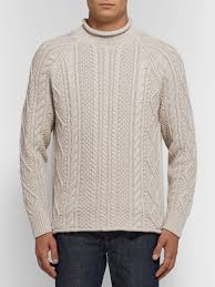 New balance for jcrew collab $125 men jacket sz large gray with navy trim. Cream Cable Knit Cotton Rollneck Sweater J Crew Mr Porter