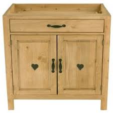 Meuble Bas Pin Massif 120 Cm 2 Portes Avec Coeur 1 Tiroir Praz Meuble Bas Pin Massif Meuble Sous Evier