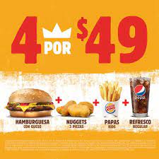 Burger King Combo Hamburguesa Nuggets Papas Refresco Por 49 Hamburguesas Burger King Restaurante De Hamburguesas